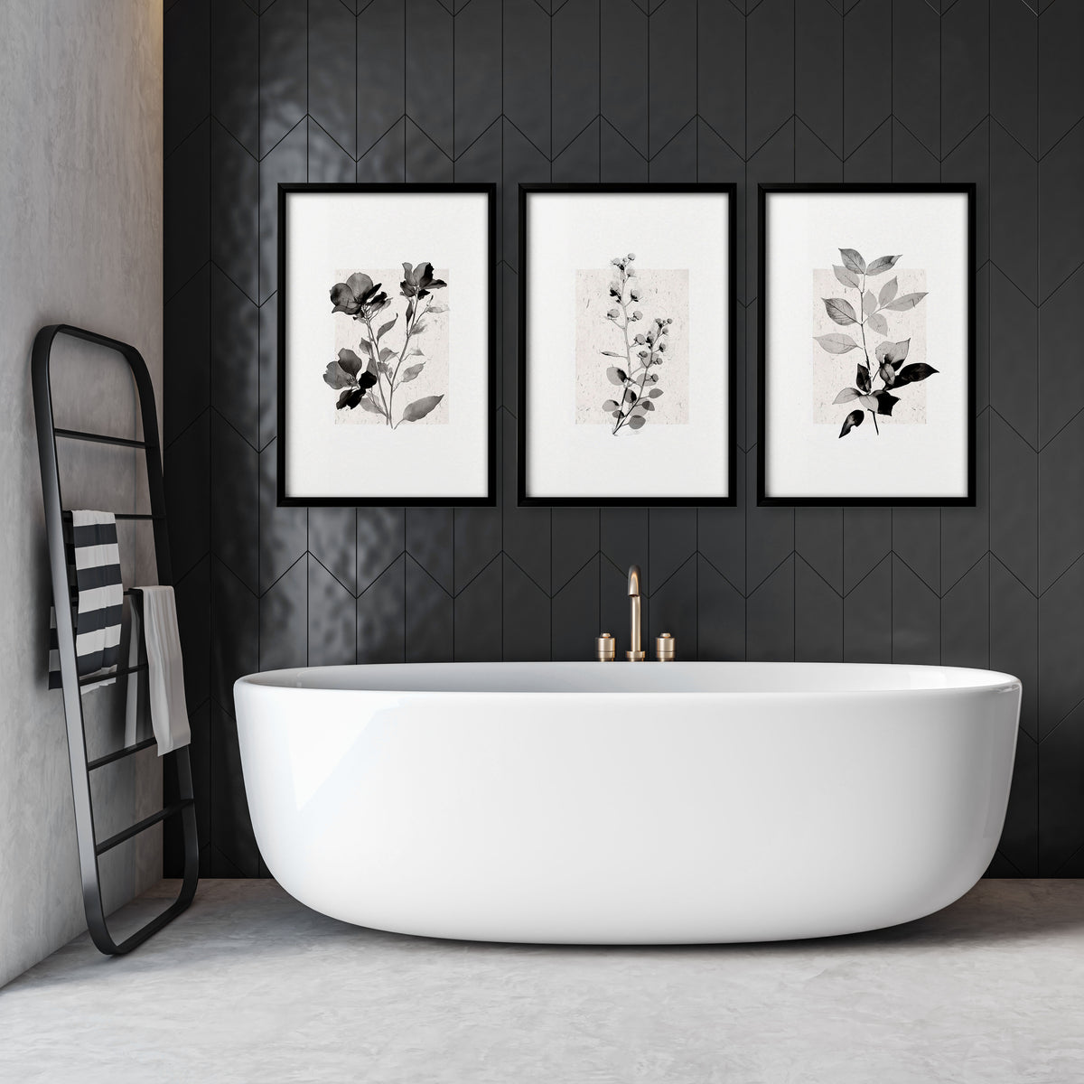 Beige Wall Art Botanical Pressed Flower & Leaf wall art displayed on a wall in a styled room — view 10