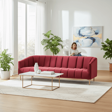 Bella 3 Seat Wine Velvet Sofa