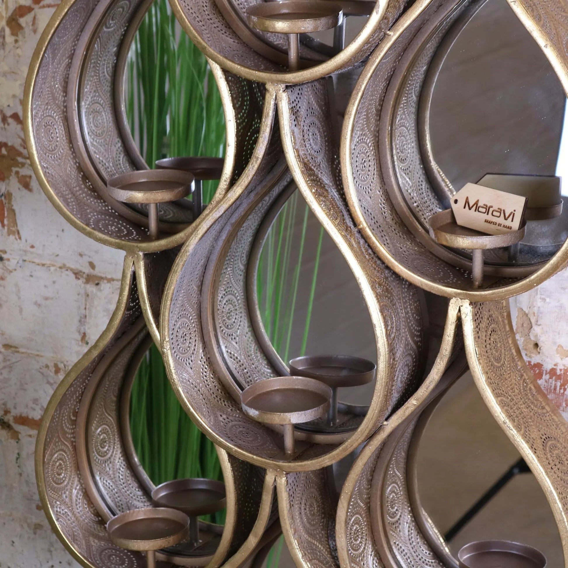 Belluri Raindrop Mirror with Candle Holders