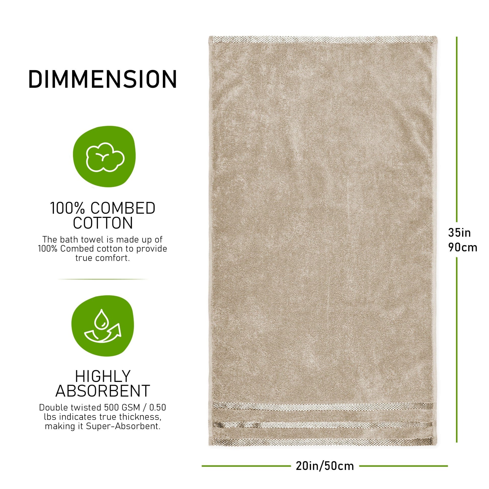 Belmont Viscose Stripe Beige Towels 100% Cotton Hotel Quality Super Absorbent 10 Piece Bale Set, 4 Hand Towel & 12 Face Cloths