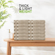 Belmont Viscose Stripe Beige Towels 100% Cotton Hotel Quality Super Absorbent 10 Piece Bale Set, 4 Hand Towel & 12 Face Cloths