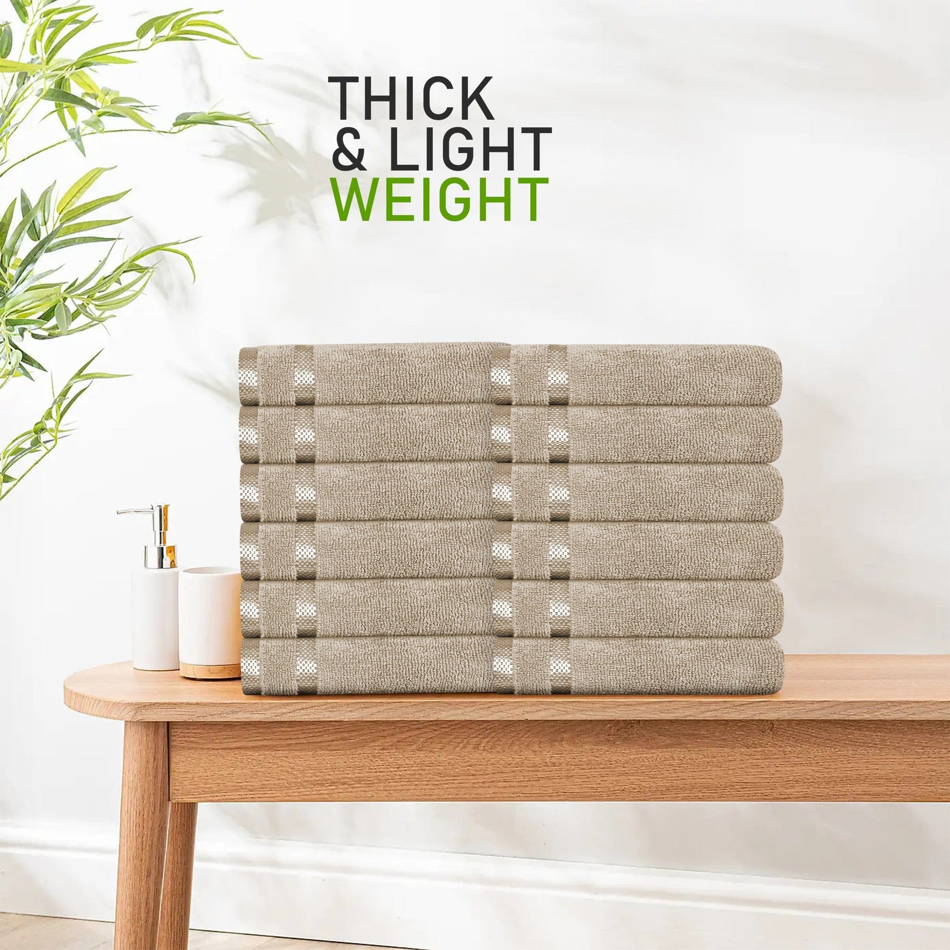 Belmont Viscose Stripe Beige Towels 100% Cotton Hotel Quality Super Absorbent 10 Piece Bale Set, 4 Hand Towel & 12 Face Cloths