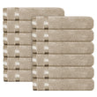 Belmont Viscose Stripe Beige Towels 100% Cotton Hotel Quality Super Absorbent 10 Piece Bale Set, 4 Hand Towel & 12 Face Cloths