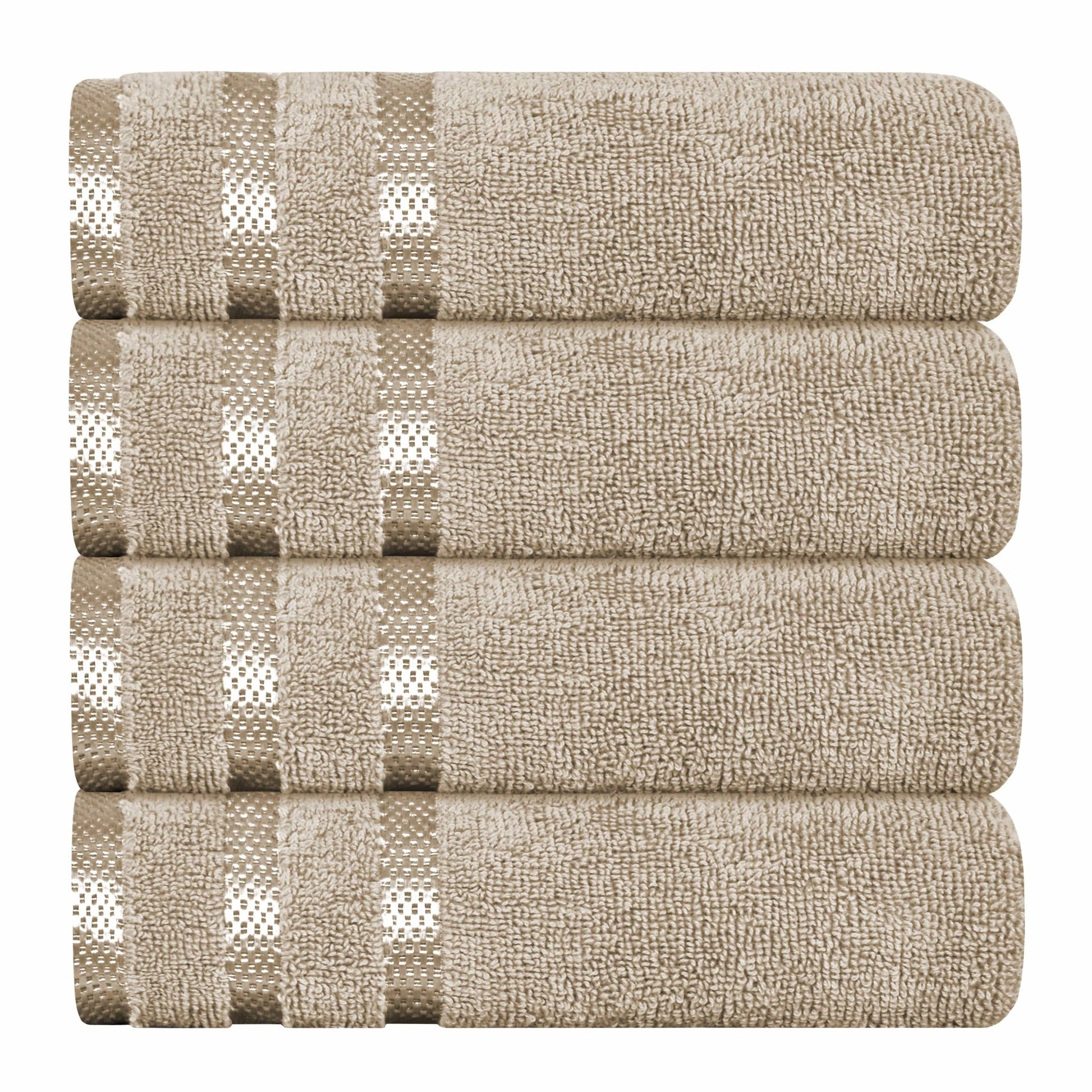 Belmont Viscose Stripe Beige Towels 100% Cotton Hotel Quality Super Absorbent 10 Piece Bale Set, 4 Hand Towel & 12 Face Cloths
