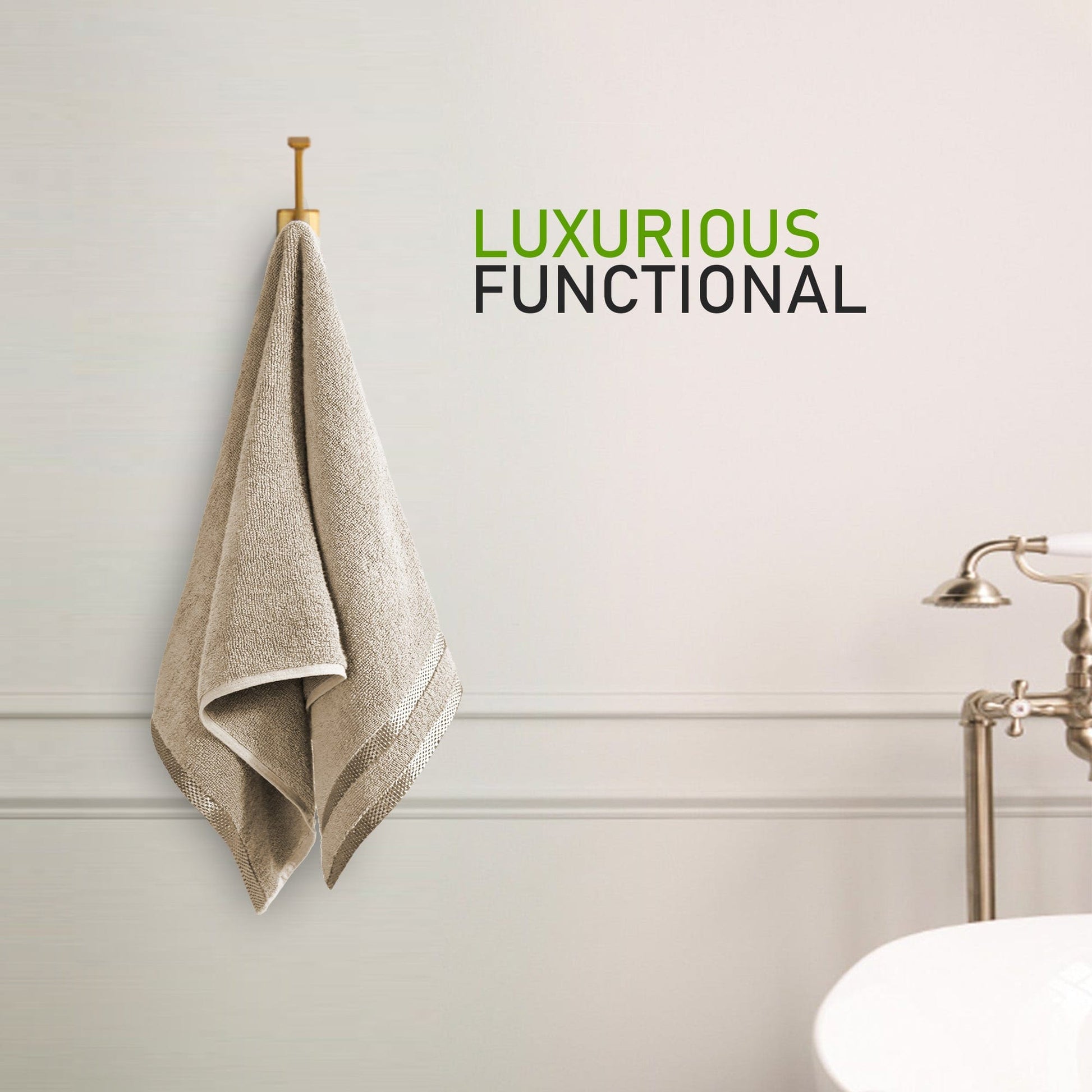 Belmont Viscose Stripe Beige Towels 100% Cotton Hotel Quality Super Absorbent 10 Piece Bale Set, 4 Hand Towel & 12 Face Cloths