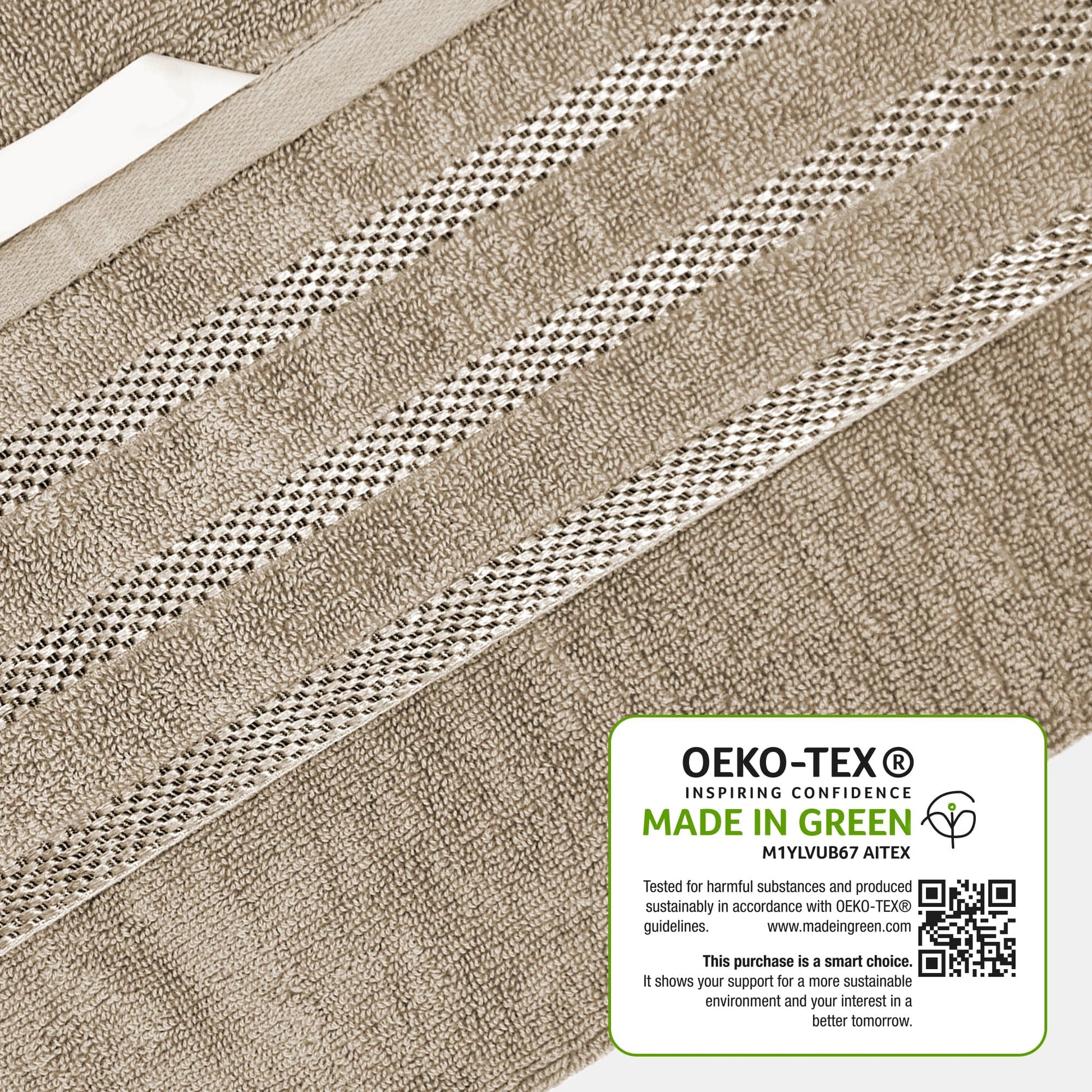 Belmont Viscose Stripe Beige Towels 100% Cotton Hotel Quality Super Absorbent 10 Piece Bale Set, 4 Hand Towel & 12 Face Cloths