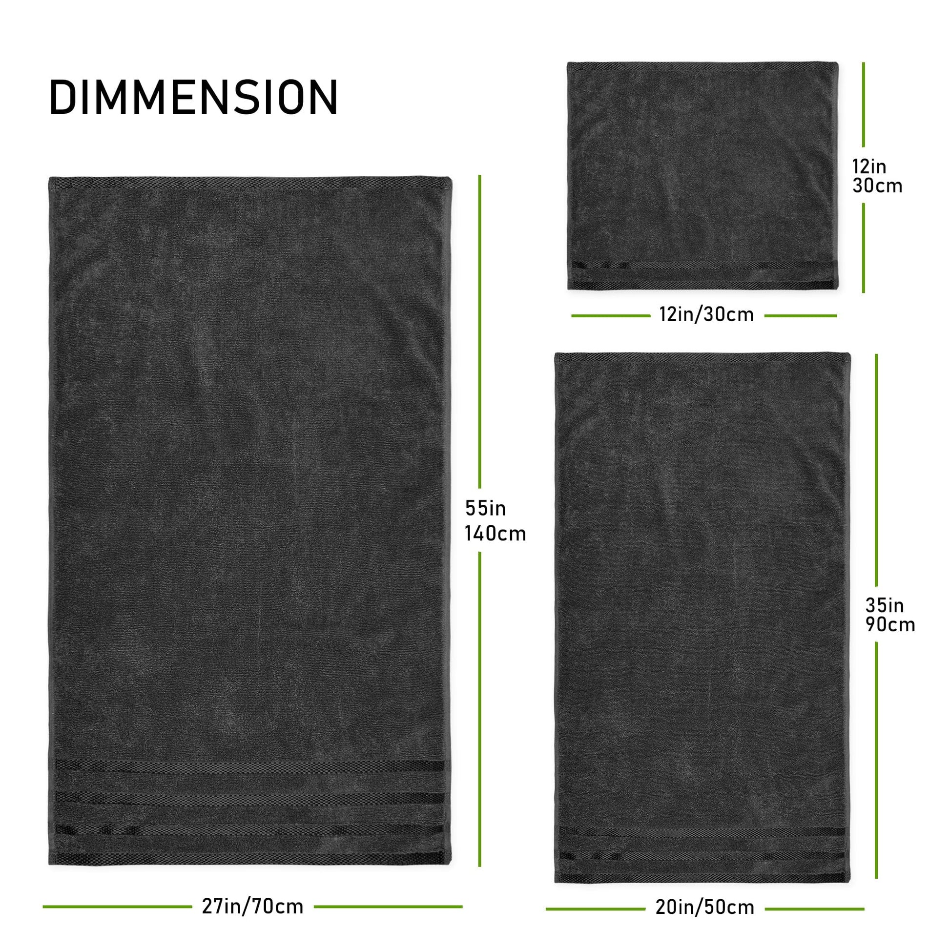 Belmont Viscose Stripe Grey Towels 100% Cotton Hotel Quality Super Absorbent 10 Piece Bale Set, 4 Hand Towel & 12 Face Cloths