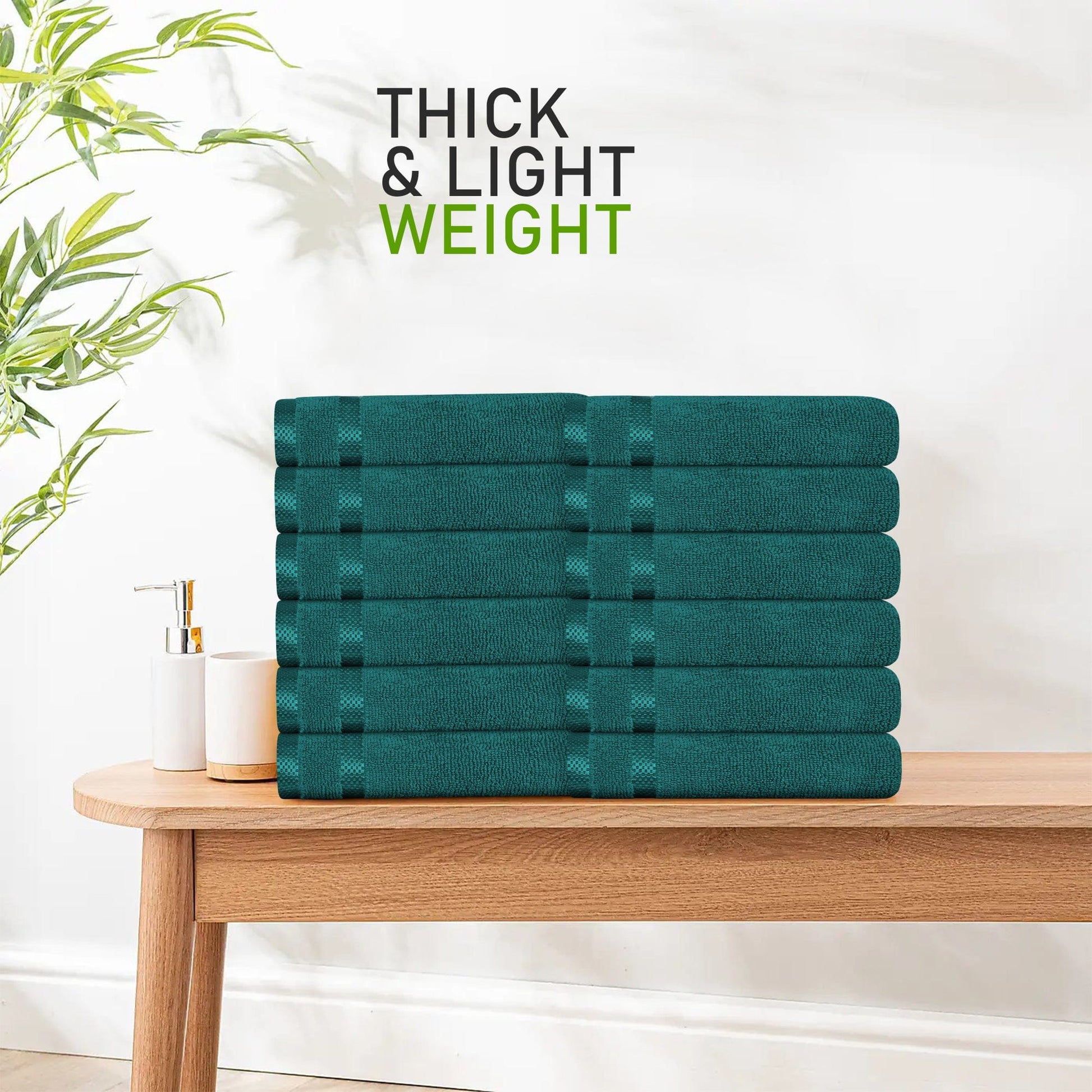 Belmont Viscose Stripe Jade Green Towels 100% Cotton Hotel Quality Super Absorbent 10 Piece Bale Set, 4 Hand Towel & 12 Face Cloths