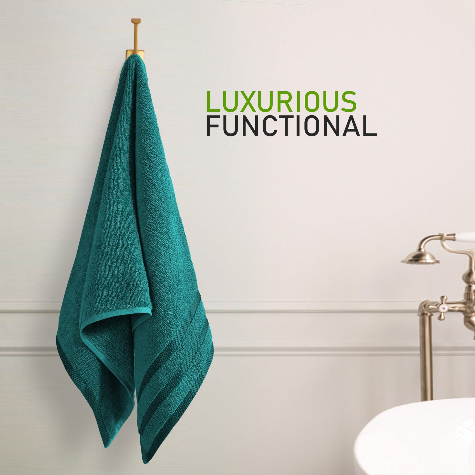 Belmont Viscose Stripe Jade Green Towels 100% Cotton Hotel Quality Super Absorbent 10 Piece Bale Set, 4 Hand Towel & 12 Face Cloths