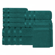 Belmont Viscose Stripe Jade Green Towels 100% Cotton Hotel Quality Super Absorbent 10 Piece Bale Set, 4 Hand Towel & 12 Face Cloths
