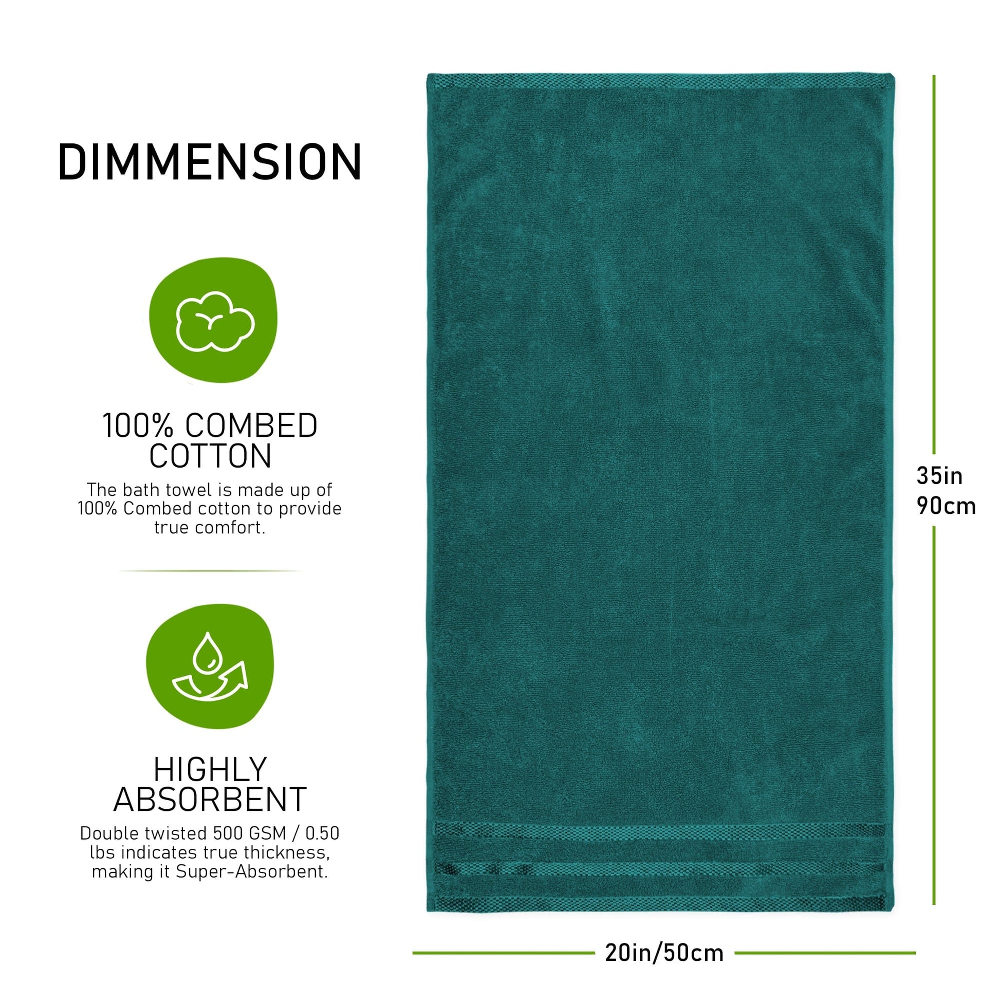 Belmont Viscose Stripe Jade Green Towels 100% Cotton Hotel Quality Super Absorbent 10 Piece Bale Set, 4 Hand Towel & 12 Face Cloths