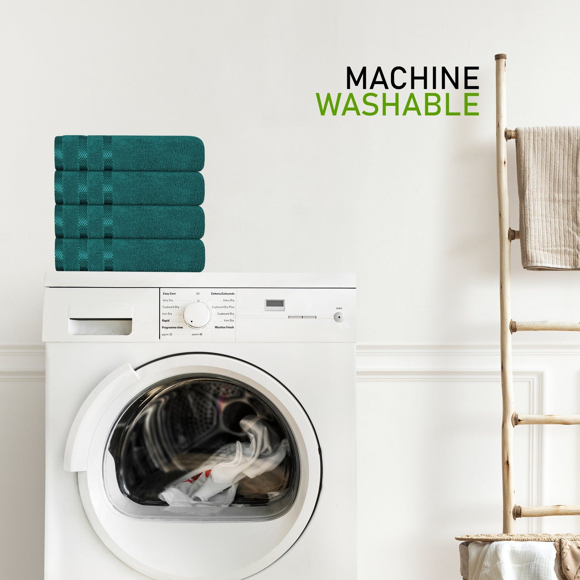 Belmont Viscose Stripe Jade Green Towels 100% Cotton Hotel Quality Super Absorbent 10 Piece Bale Set, 4 Hand Towel & 12 Face Cloths