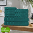 Belmont Viscose Stripe Jade Green Towels 100% Cotton Hotel Quality Super Absorbent 10 Piece Bale Set, 4 Hand Towel & 12 Face Cloths