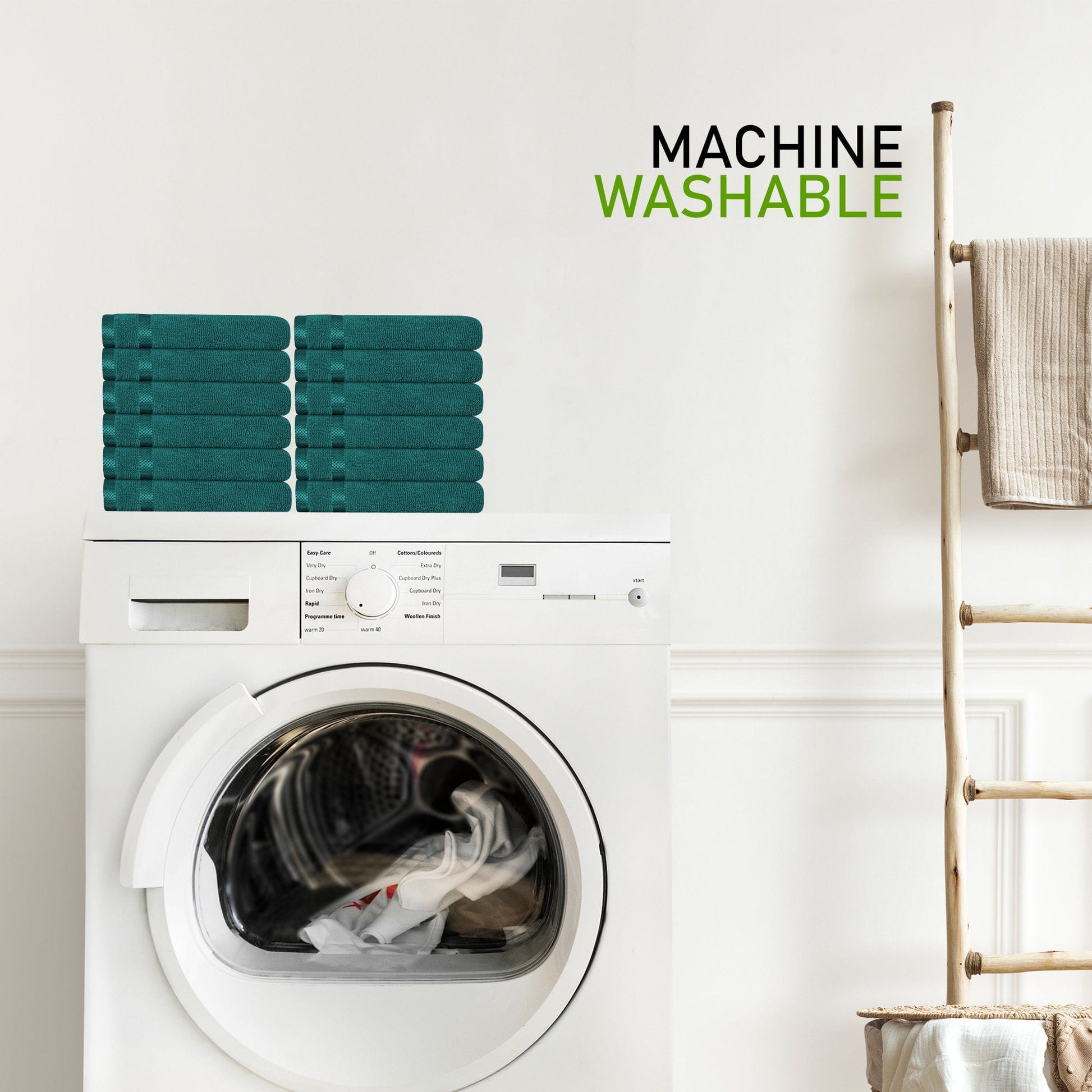 Belmont Viscose Stripe Jade Green Towels 100% Cotton Hotel Quality Super Absorbent 10 Piece Bale Set, 4 Hand Towel & 12 Face Cloths