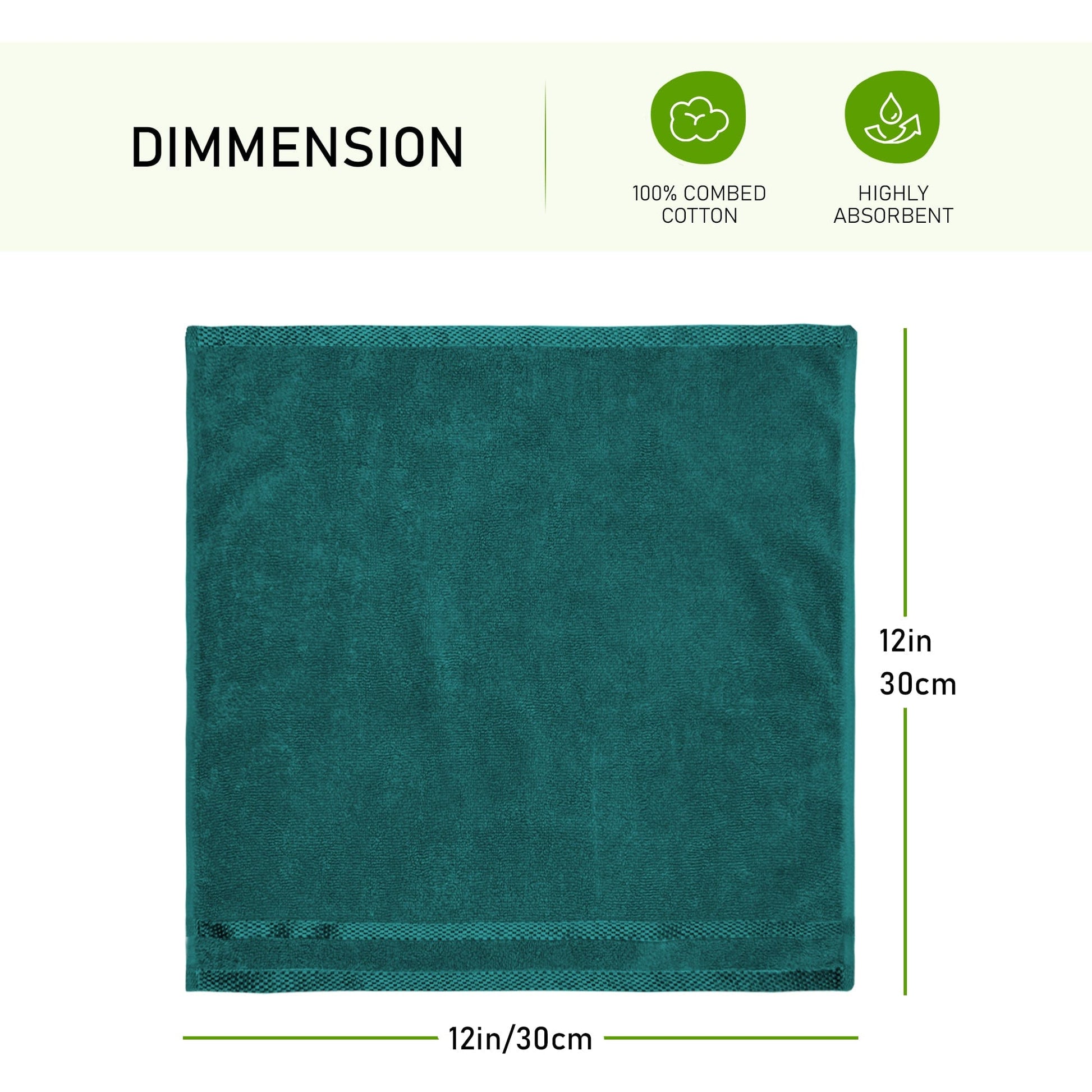 Belmont Viscose Stripe Jade Green Towels 100% Cotton Hotel Quality Super Absorbent 10 Piece Bale Set, 4 Hand Towel & 12 Face Cloths