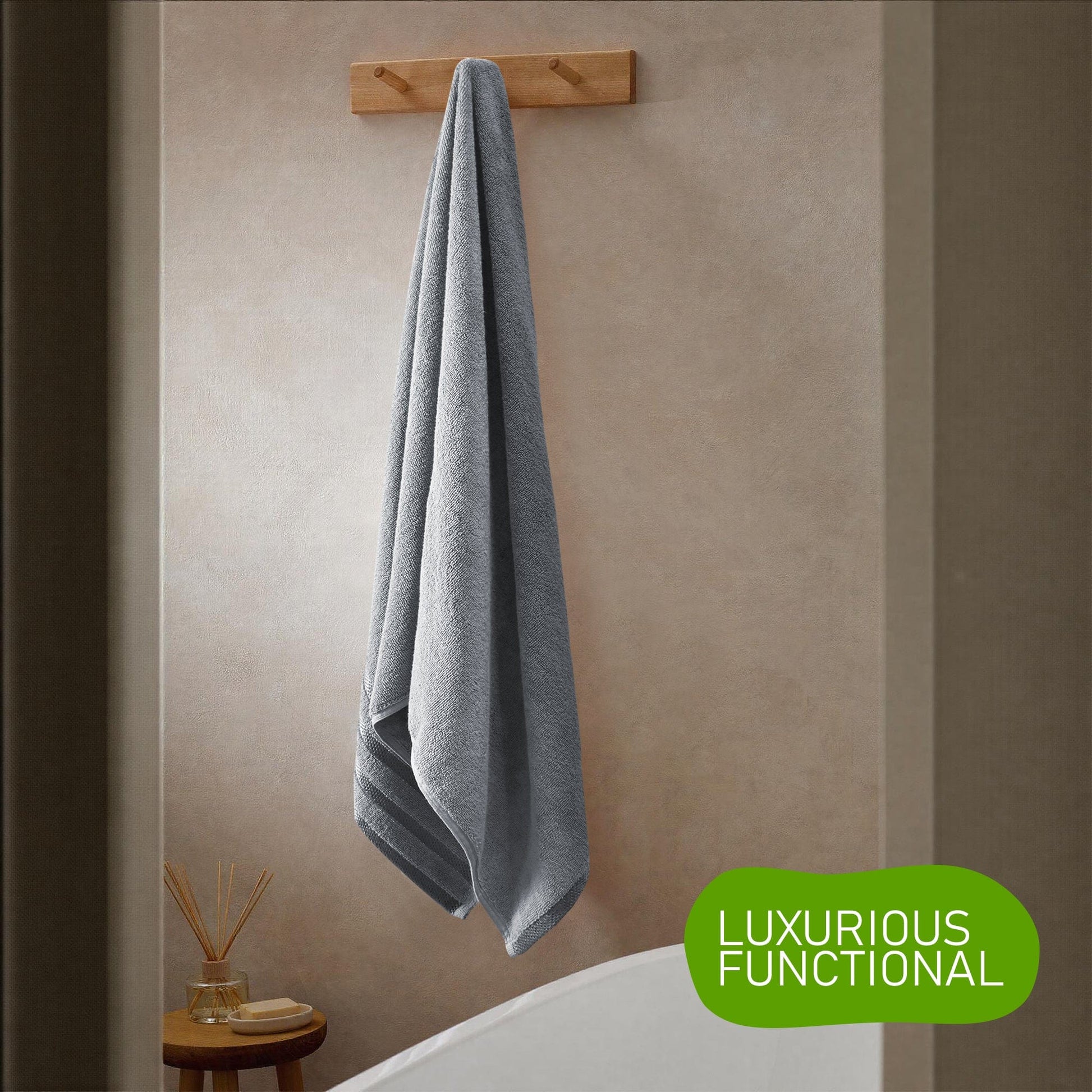 Belmont Viscose Stripe Silver Towels 100% Cotton Hotel Quality Super Absorbent 10 Piece Bale Set, 4 Hand Towel & 12 Face Cloths