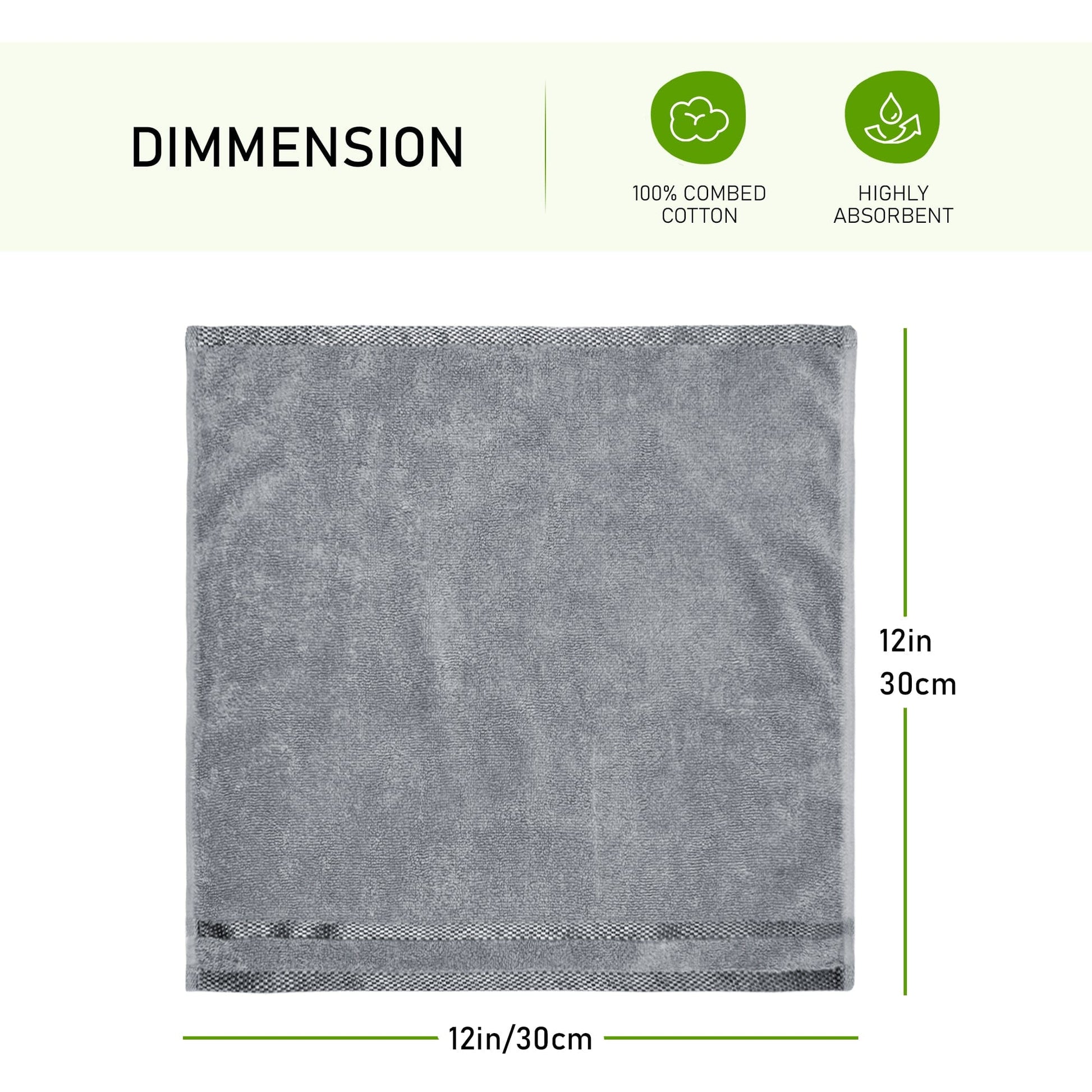 Belmont Viscose Stripe Silver Towels 100% Cotton Hotel Quality Super Absorbent 10 Piece Bale Set, 4 Hand Towel & 12 Face Cloths