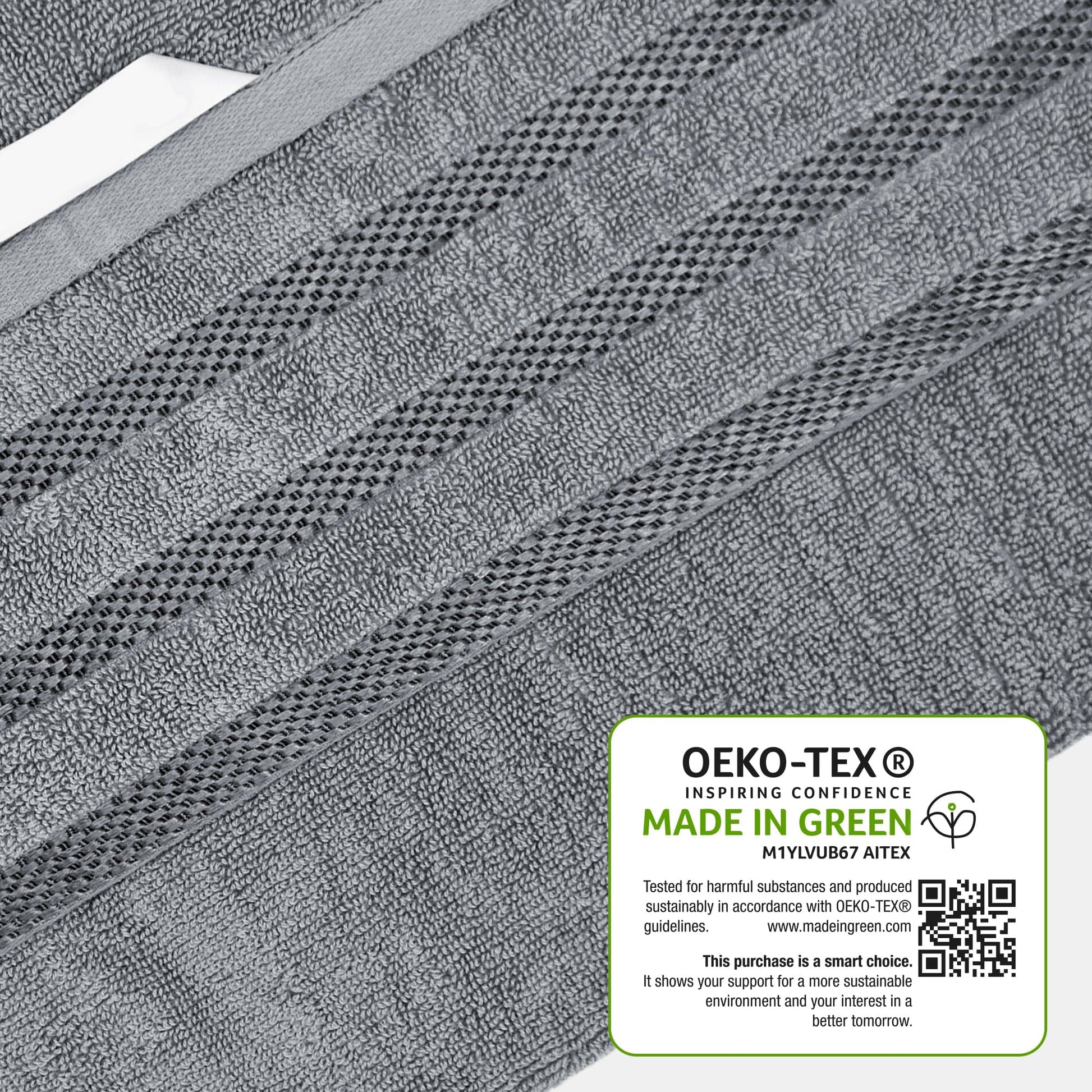 Belmont Viscose Stripe Silver Towels 100% Cotton Hotel Quality Super Absorbent 10 Piece Bale Set, 4 Hand Towel & 12 Face Cloths