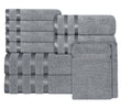 Belmont Viscose Stripe Silver Towels 100% Cotton Hotel Quality Super Absorbent 10 Piece Bale Set, 4 Hand Towel & 12 Face Cloths