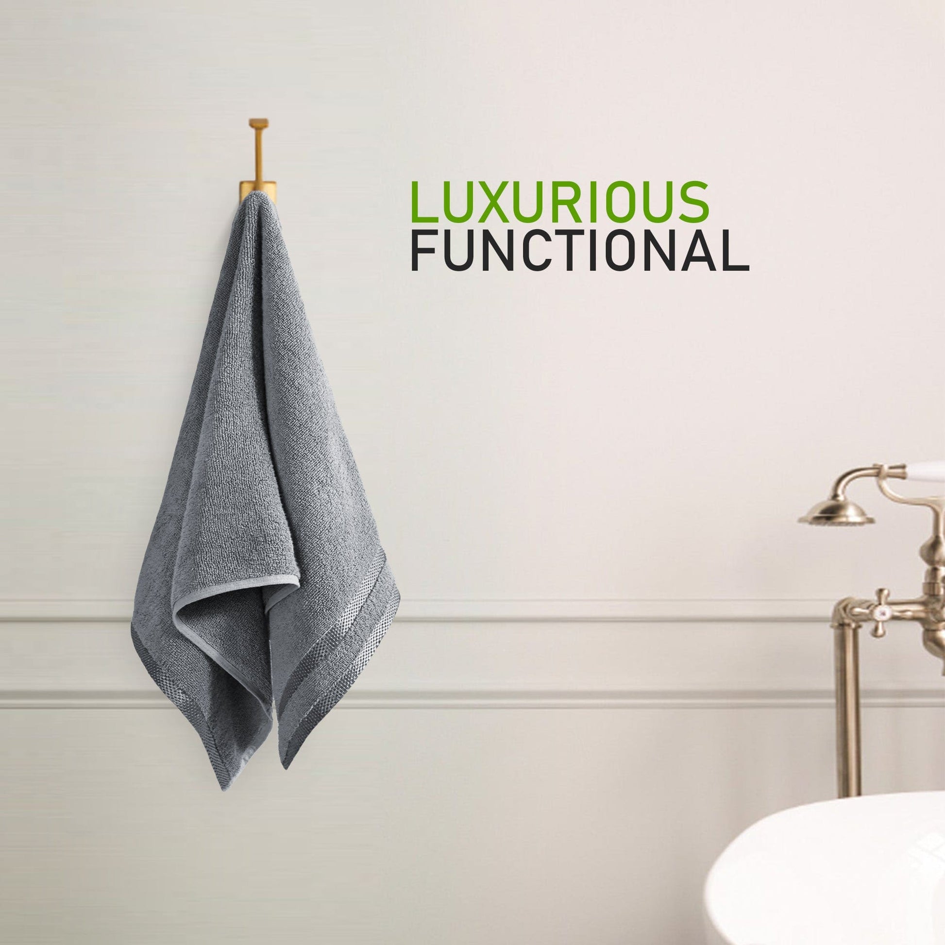 Belmont Viscose Stripe Silver Towels 100% Cotton Hotel Quality Super Absorbent 10 Piece Bale Set, 4 Hand Towel & 12 Face Cloths