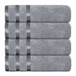 Belmont Viscose Stripe Silver Towels 100% Cotton Hotel Quality Super Absorbent 10 Piece Bale Set, 4 Hand Towel & 12 Face Cloths