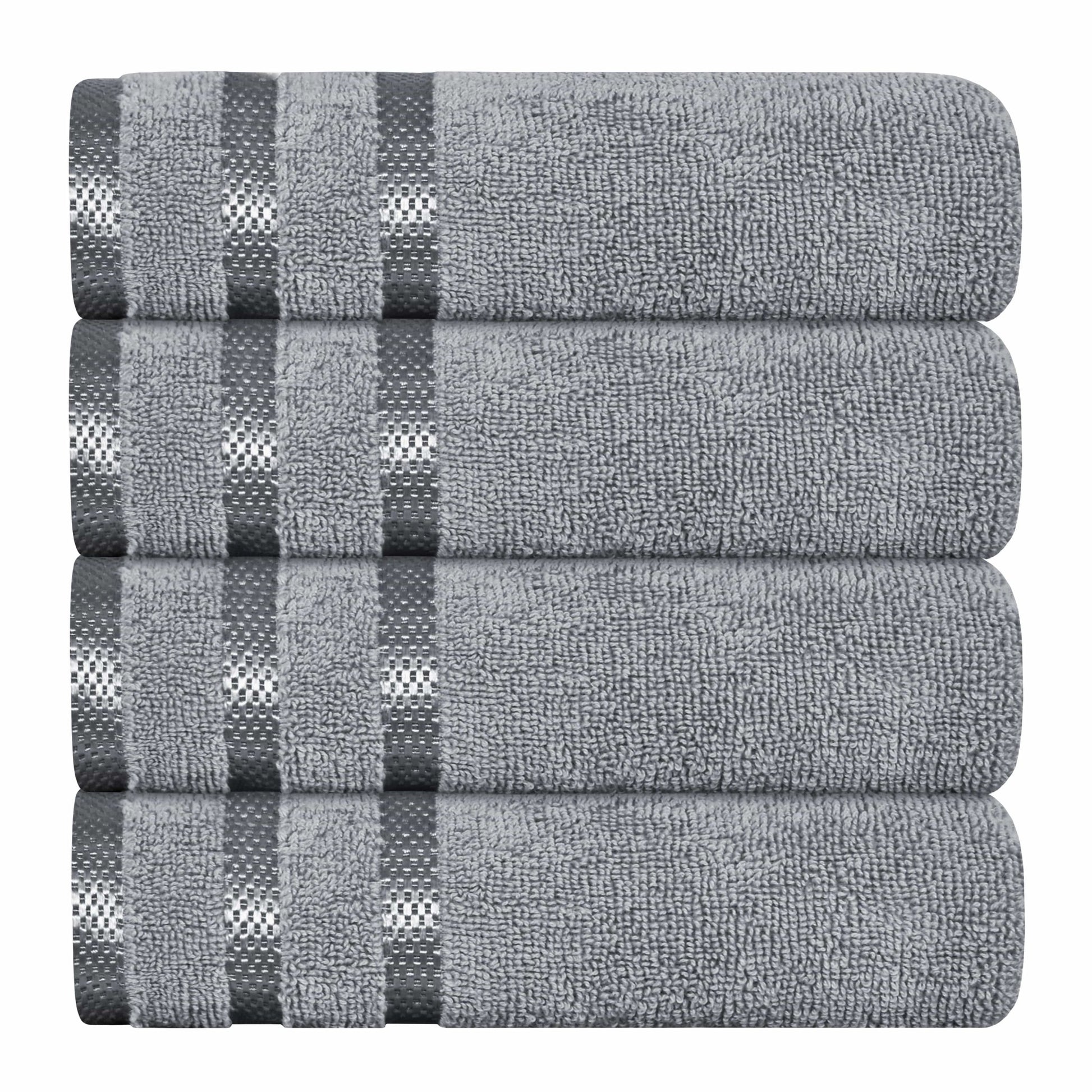 Belmont Viscose Stripe Silver Towels 100% Cotton Hotel Quality Super Absorbent 10 Piece Bale Set, 4 Hand Towel & 12 Face Cloths