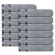 Belmont Viscose Stripe Silver Towels 100% Cotton Hotel Quality Super Absorbent 10 Piece Bale Set, 4 Hand Towel & 12 Face Cloths