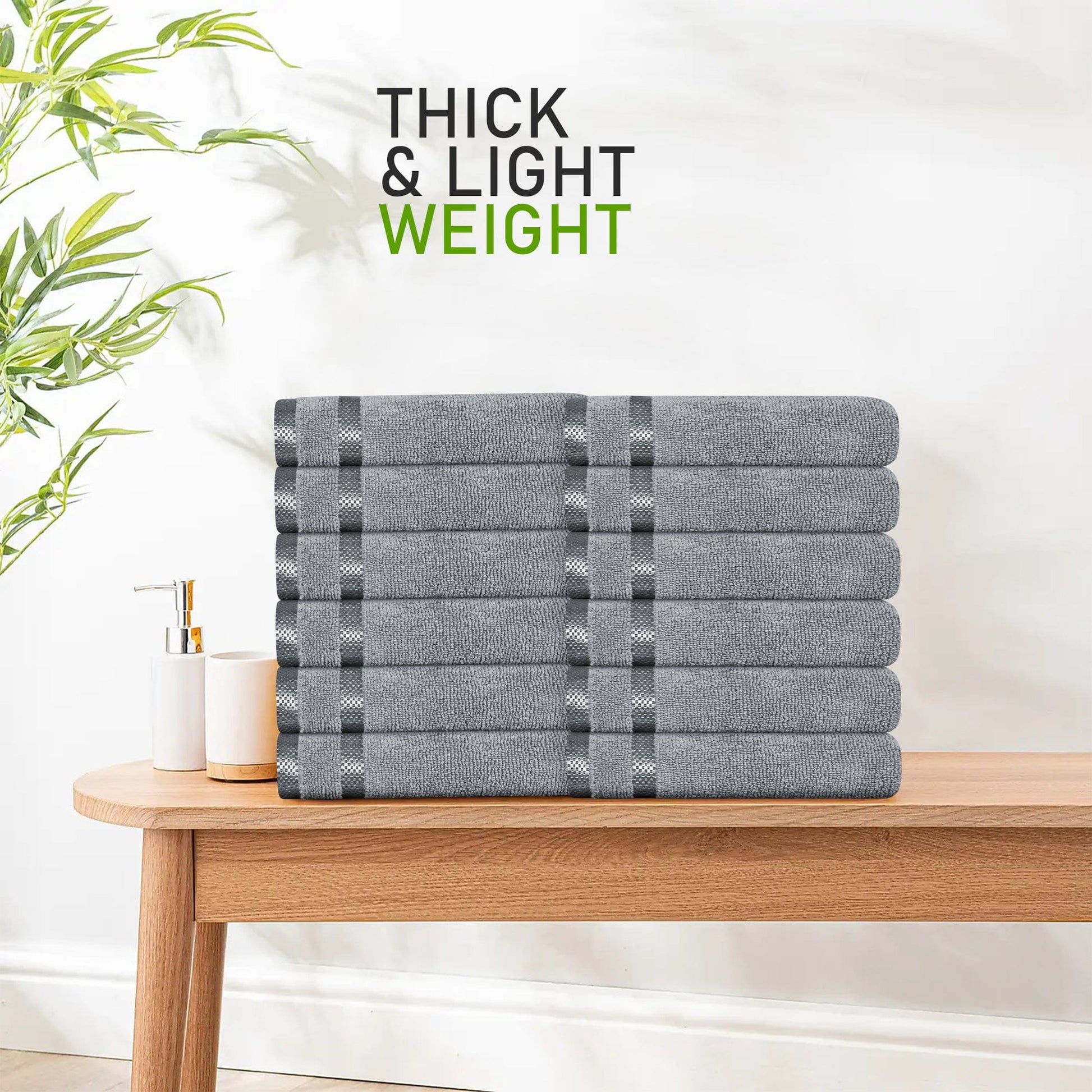 Belmont Viscose Stripe Silver Towels 100% Cotton Hotel Quality Super Absorbent 10 Piece Bale Set, 4 Hand Towel & 12 Face Cloths