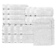 Belmont Viscose Stripe White Towels 100% Cotton Hotel Quality Super Absorbent 10 Piece Bale Set, 4 Hand Towel & 12 Face Cloths