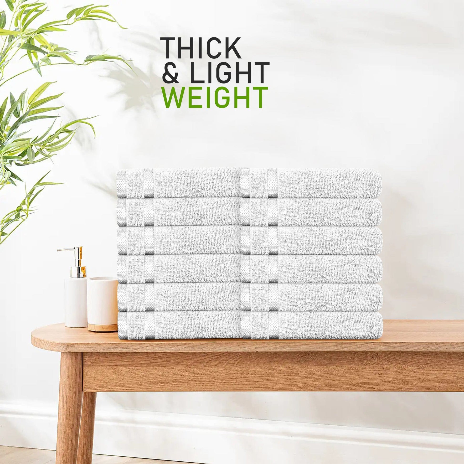 Belmont Viscose Stripe White Towels 100% Cotton Hotel Quality Super Absorbent 10 Piece Bale Set, 4 Hand Towel & 12 Face Cloths