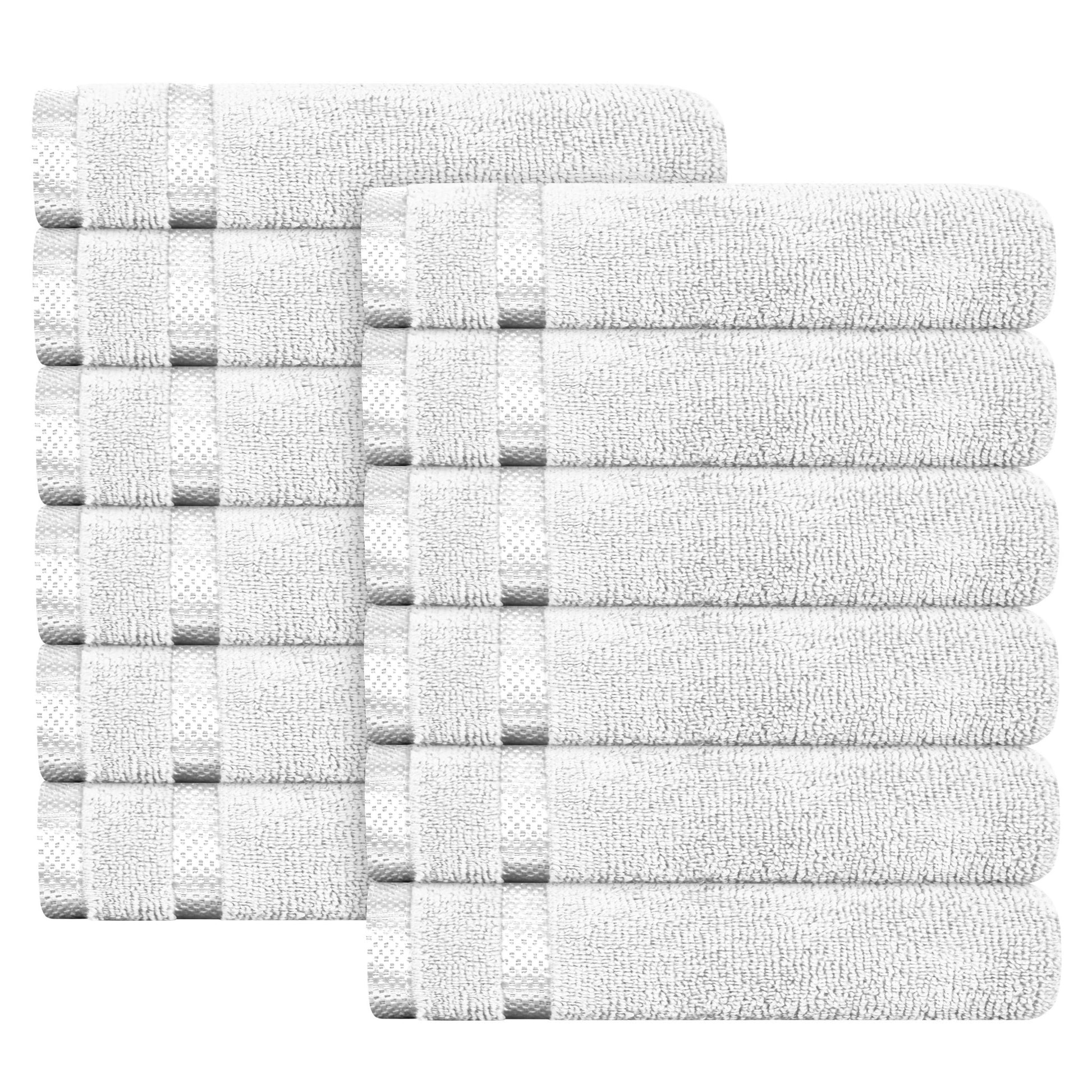 Belmont Viscose Stripe White Towels 100% Cotton Hotel Quality Super Absorbent 10 Piece Bale Set, 4 Hand Towel & 12 Face Cloths