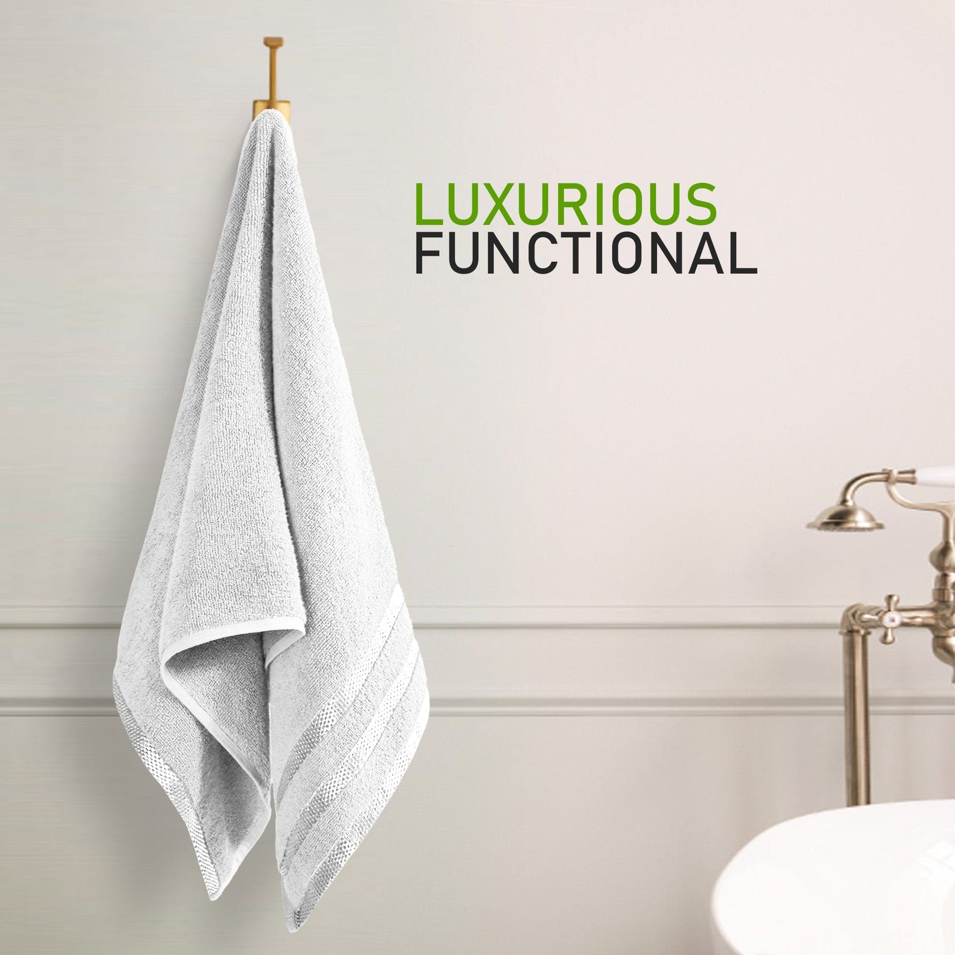 Belmont Viscose Stripe White Towels 100% Cotton Hotel Quality Super Absorbent 10 Piece Bale Set, 4 Hand Towel & 12 Face Cloths