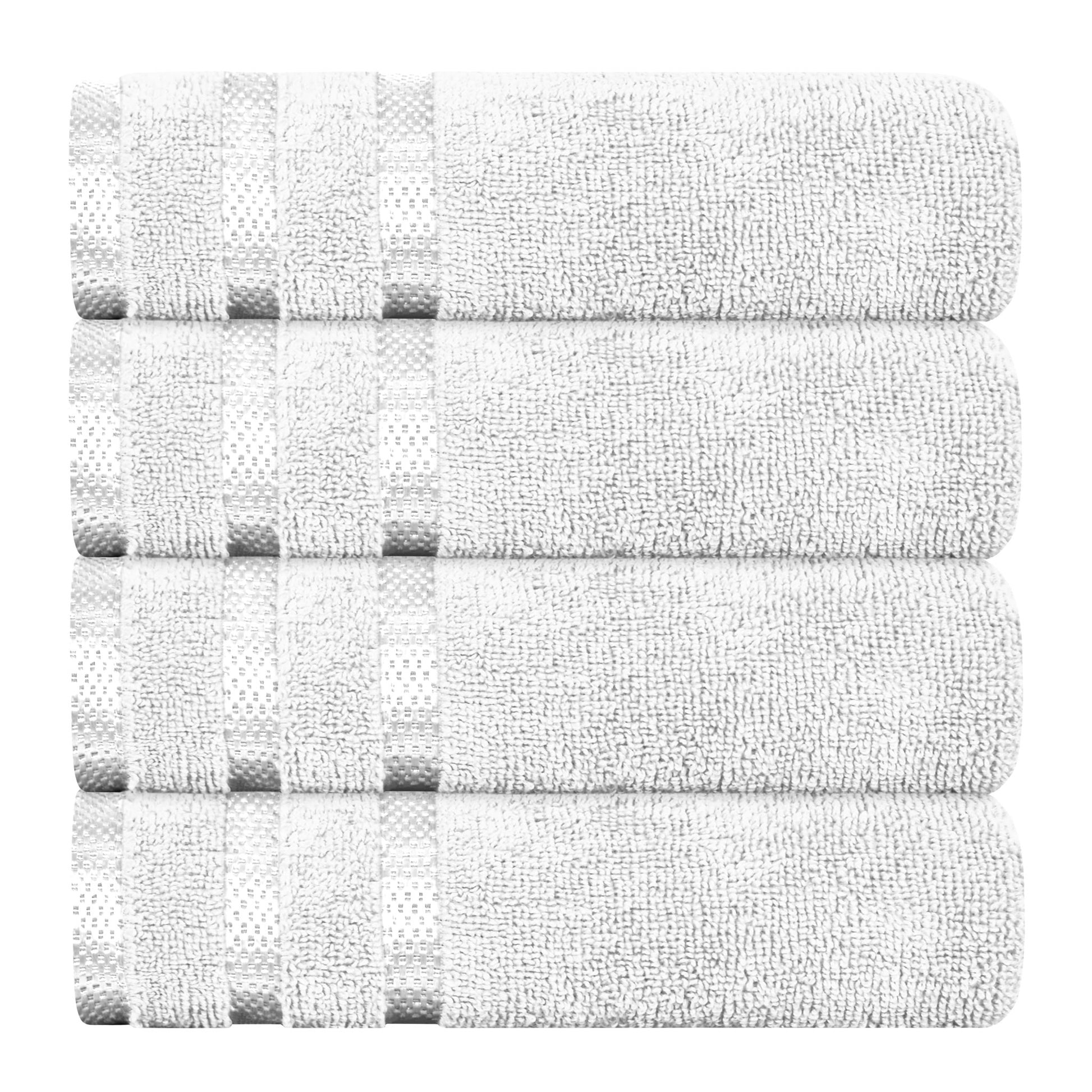 Belmont Viscose Stripe White Towels 100% Cotton Hotel Quality Super Absorbent 10 Piece Bale Set, 4 Hand Towel & 12 Face Cloths