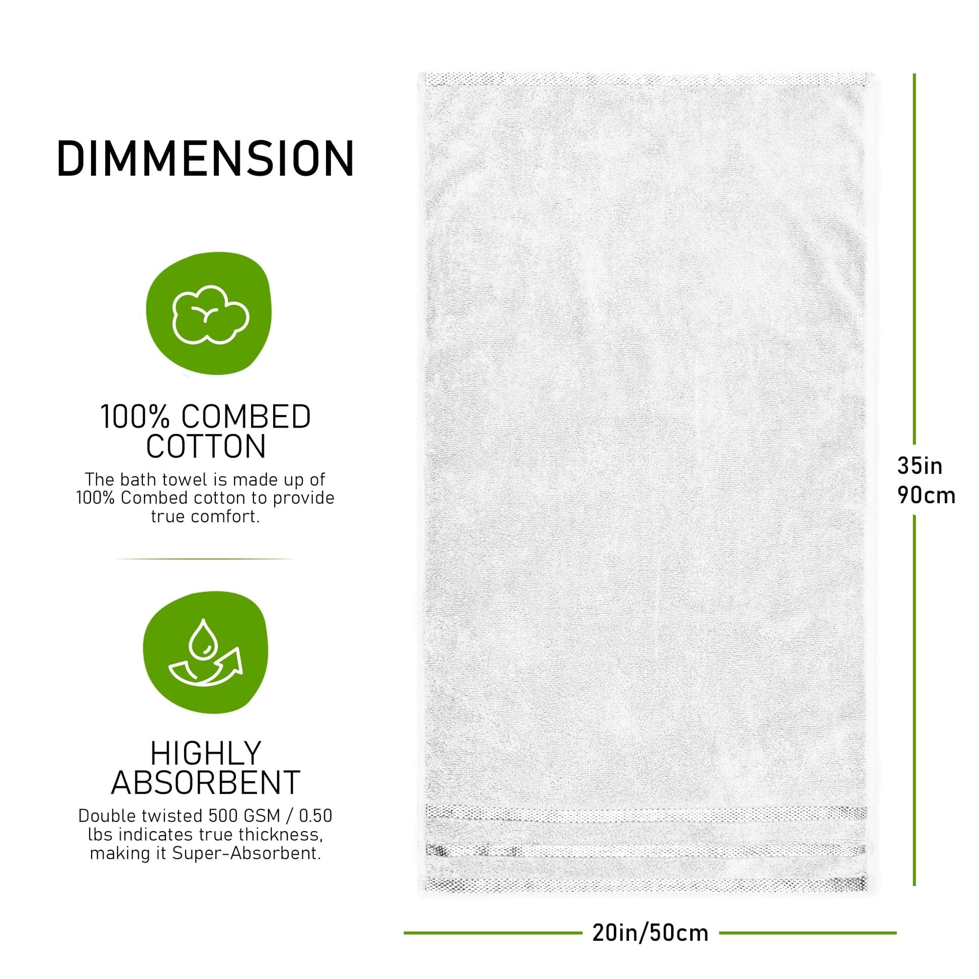 Belmont Viscose Stripe White Towels 100% Cotton Hotel Quality Super Absorbent 10 Piece Bale Set, 4 Hand Towel & 12 Face Cloths