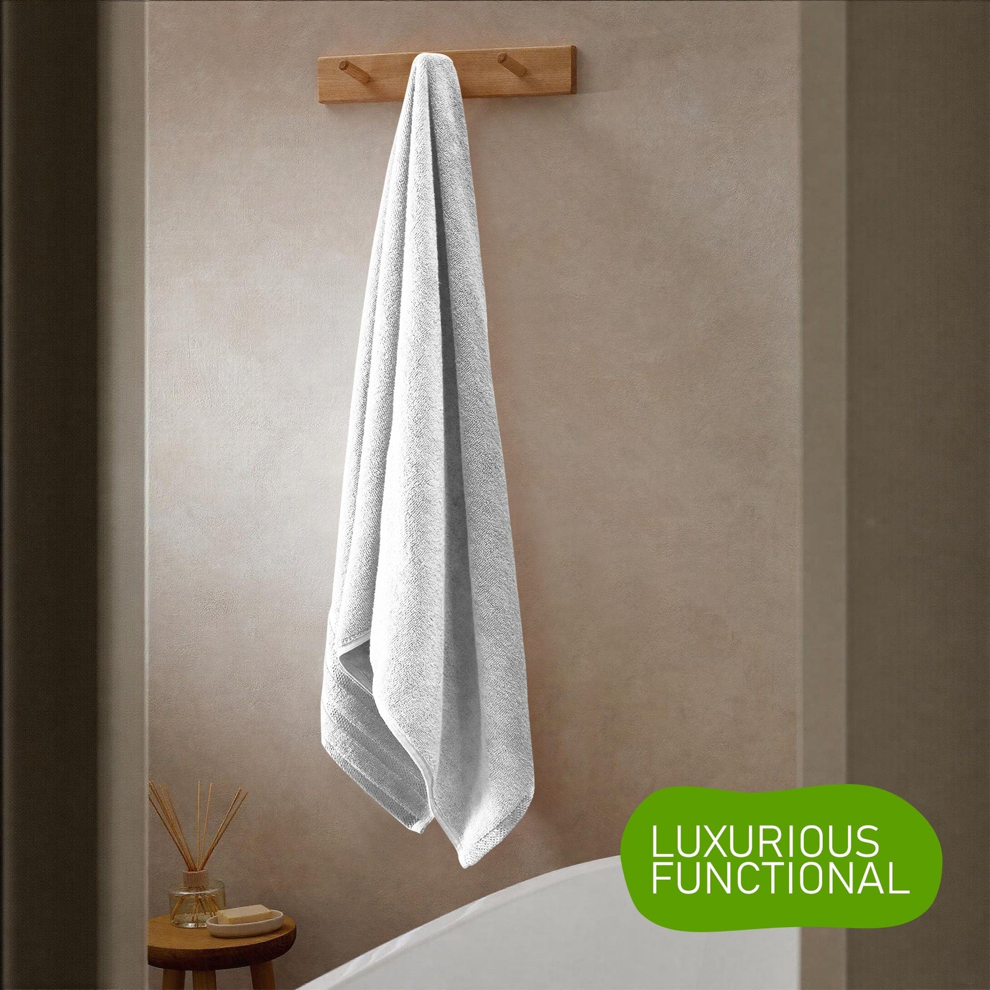 Belmont Viscose Stripe White Towels 100% Cotton Hotel Quality Super Absorbent 10 Piece Bale Set, 4 Hand Towel & 12 Face Cloths