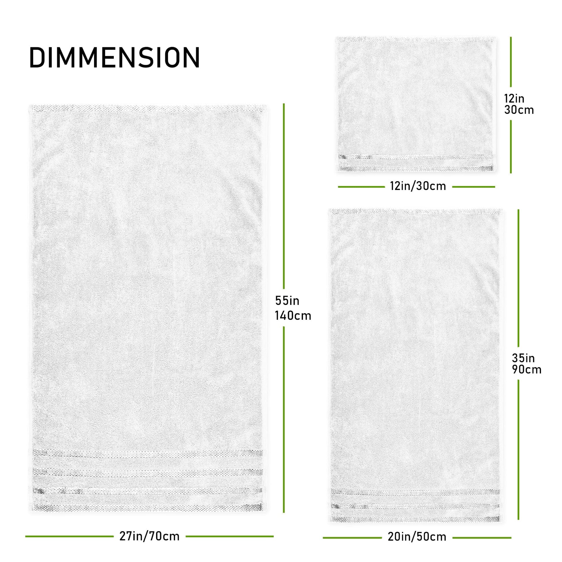 Belmont Viscose Stripe White Towels 100% Cotton Hotel Quality Super Absorbent 10 Piece Bale Set, 4 Hand Towel & 12 Face Cloths