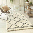 Berber Cream/Black Wool Shaggy Rug
