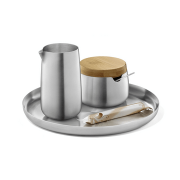 Bevo Premium Brushed Stainless Steel Sugar Pot with Bamboo Accents