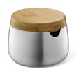 Bevo Premium Brushed Stainless Steel Sugar Pot with Bamboo Accents