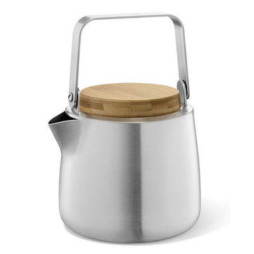 Bevo Premium Brushed Stainless Steel Teapot with Bamboo Accents (1.3L)