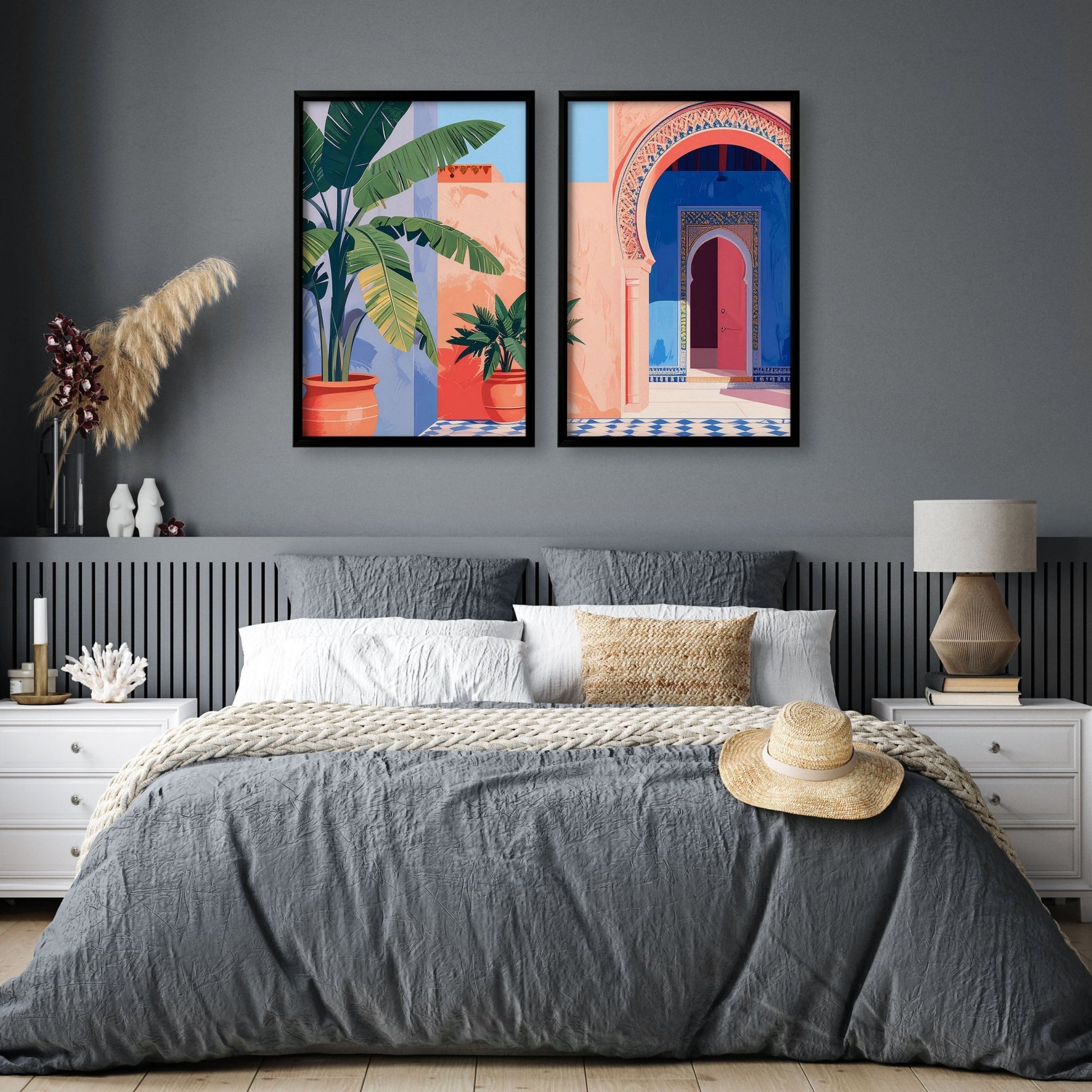 Big Framed Wall Art | Set of 2 Moroccan Inspired Wall art Prints
