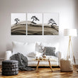 Big Living Room Pictures Japandi Bonsai Pine Trees Ink Wash Landscape displayed on a wall in a styled room