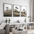 Big Living Room Pictures Japandi Bonsai Pine Trees Ink Wash Landscape displayed on a wall in a styled room — view 13