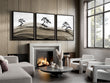 Big Living Room Pictures Japandi Bonsai Pine Trees Ink Wash Landscape displayed on a wall in a styled room — view 15