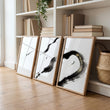 Big Living Room Wall Art Japandi Zen Ink Brushstroke Solitary Figure White Black Gold-Toned displayed on a wall in a styled room — view 15