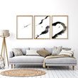 Big Living Room Wall Art Japandi Zen Ink Brushstroke Solitary Figure White Black Gold-Toned displayed on a wall in a styled room — view 5