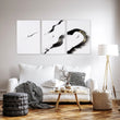 Big Living Room Wall Art Japandi Zen Ink Brushstroke Solitary Figure White Black Gold-Toned displayed on a wall in a styled room — view 8