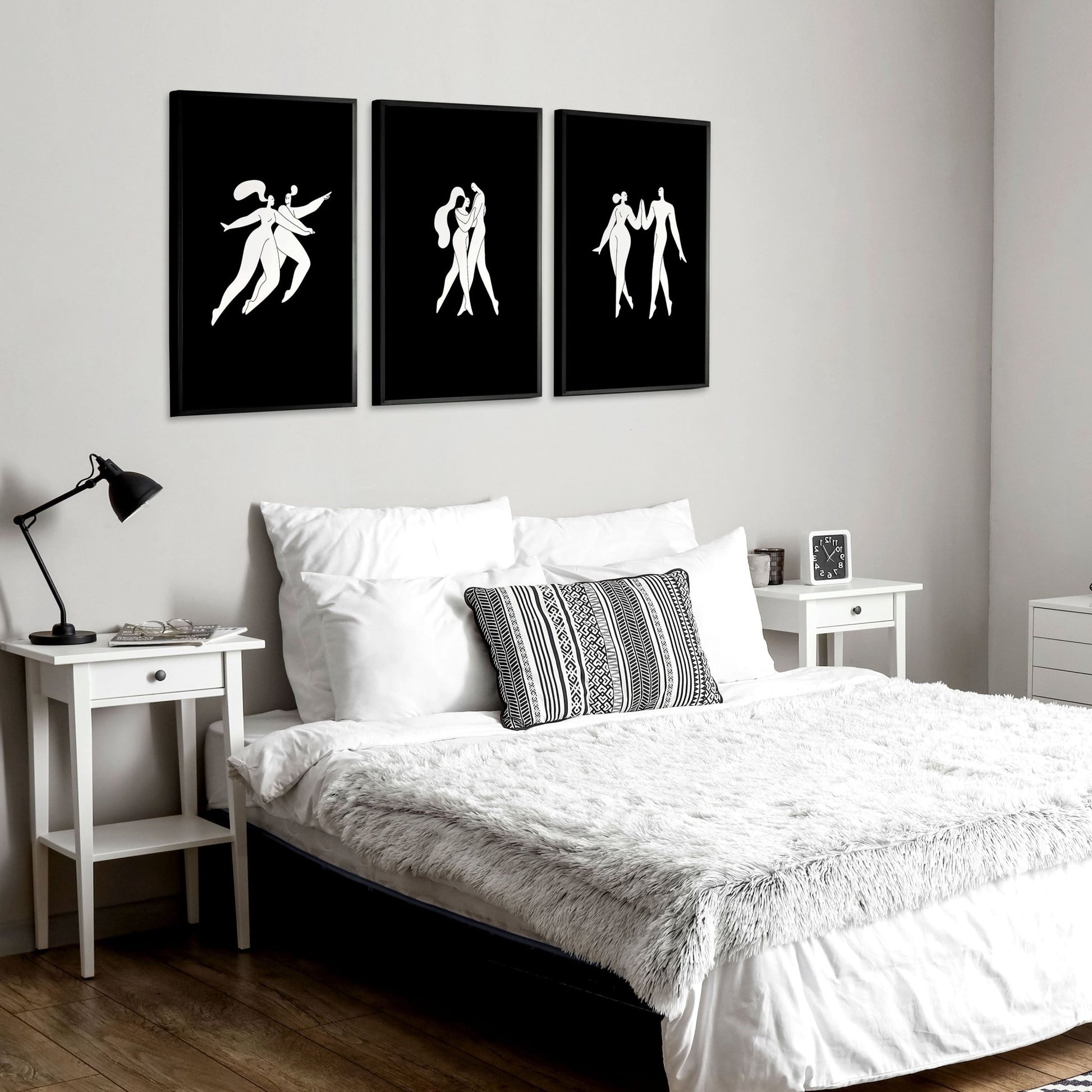 Big Pictures For Bedroom | Set of 3 Boho Women Wall art Prints