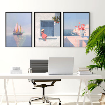 Big Poster For Home Office | Set of 3 Italian Lifestyle Wall art Prints