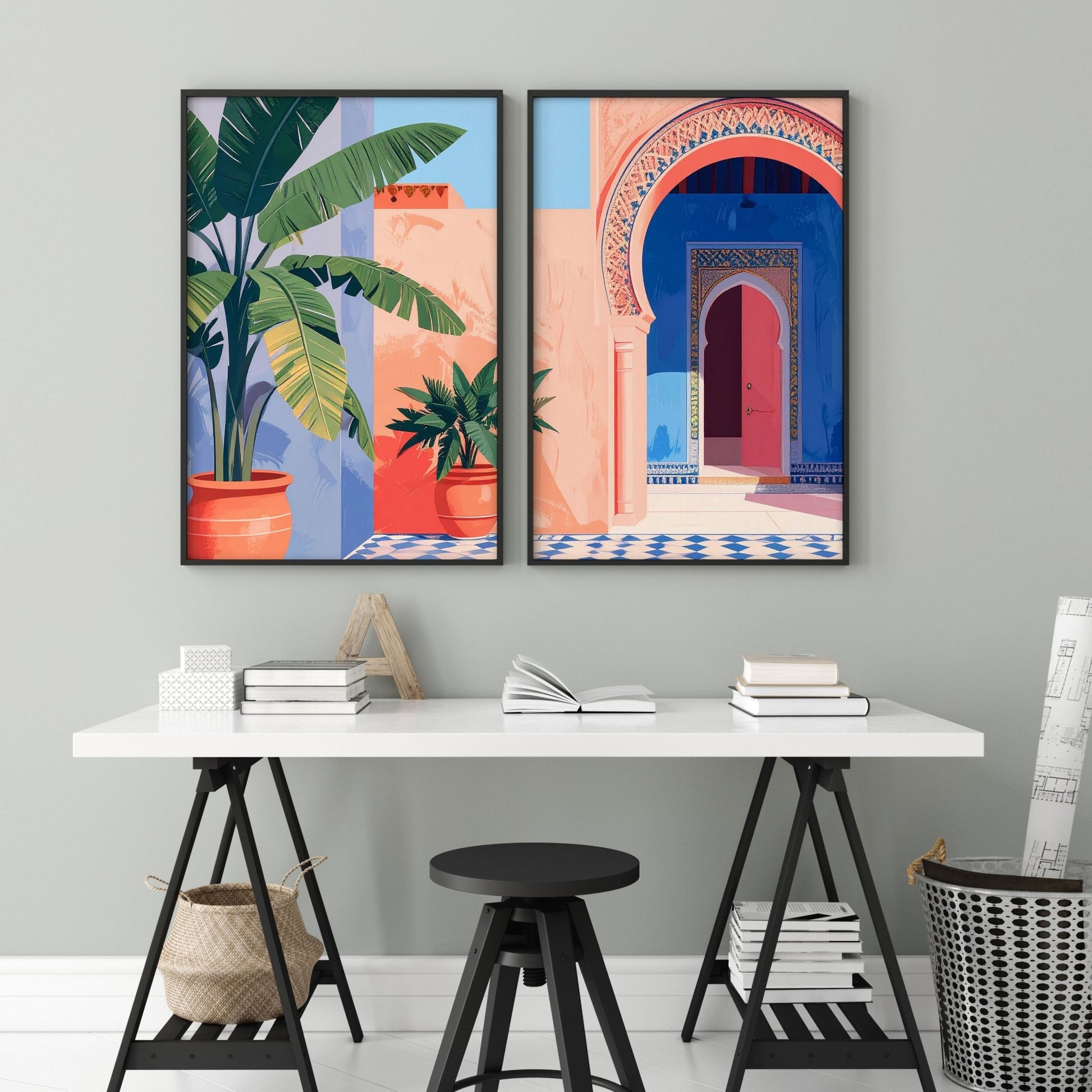 Big Prints For Walls | Set of 2 Moroccan Inspired Wall art Prints
